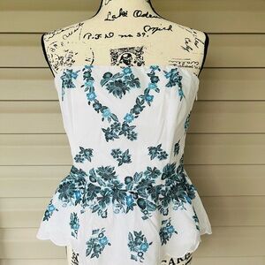 WHBM $89 Floral Scalloped Hem Top